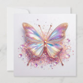 赤ちゃんシャワーバタフライガールピンクブルーダイヤモンド 招待状 (裏面)