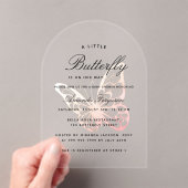赤ちゃんシャワーバタフライピンクガールアーチ アクリル招待状 (インサイチュ (ポータブル))