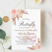 赤ちゃんシャワーバタフライピンクガールパンパスグラス 招待状