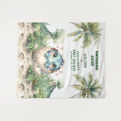 赤ちゃんシャワーバナーハッチングブルー恐竜 タペストリー (正面(横))