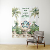 赤ちゃんシャワーバナーハッチングブルー恐竜 タペストリー (インサイチュ)