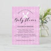赤ちゃんシャワーバニーパープルベビーシャワー 招待状 (スタンド正面)