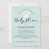 赤ちゃんシャワーバニーライトブルーベビーシャワー 招待状 (正面)