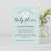 赤ちゃんシャワーバニーライトブルーベビーシャワー 招待状 (スタンド正面)