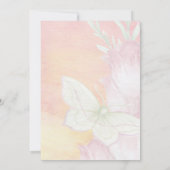 赤ちゃんシャワーバラとコーラルウォーター色の蝶 招待状 (裏面)