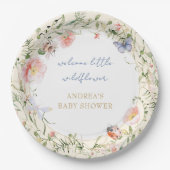 赤ちゃんシャワーパパパップの途中に小さな野花がある ペーパープレート (正面)