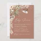 赤ちゃんシャワーパンパスグラスモダンボホエレガントアット 招待状 (正面)