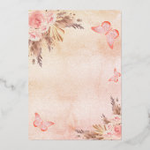 赤ちゃんシャワーパンパスグラス赤面蝶 箔招待状 (裏面)