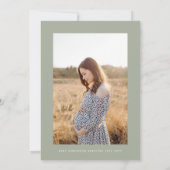 赤ちゃんシャワーパンパモダンスエレガントセージ緑の写真 招待状 (裏面)