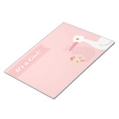 赤ちゃんシャワーパーティーのお願い – Stork Delivers Baby Girl ノートパッド (アングル)