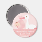 赤ちゃんシャワーパーティーのお願い – Stork Delivers Baby Girl マグネット (正面/裏面)