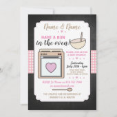 赤ちゃんシャワーパーティーパンでオーブンピンクガール 招待状 (正面)