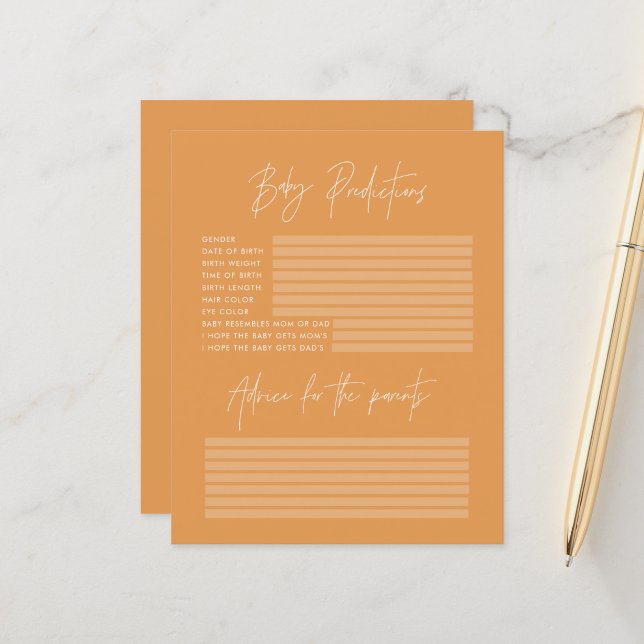 赤ちゃんシャワーパーティー予測ゲームオレンジ (正面/裏面インサイチュ)