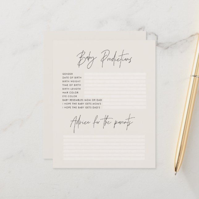 赤ちゃんシャワーパーティー予測ゲームスタイリッシュクリーム (正面/裏面インサイチュ)