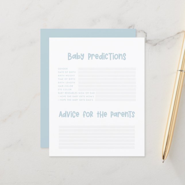 赤ちゃんシャワーパーティー予測ゲーム赤ちゃんブルー (正面/裏面インサイチュ)