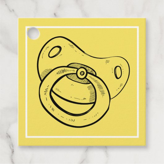 赤ちゃんシャワーパーティー – 黄色おしゃぶり – フェイバータグ (正面)