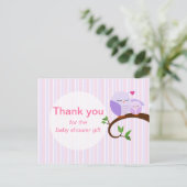 赤ちゃんシャワーパープルのお祝いはがき ポストカード (スタンド正面)