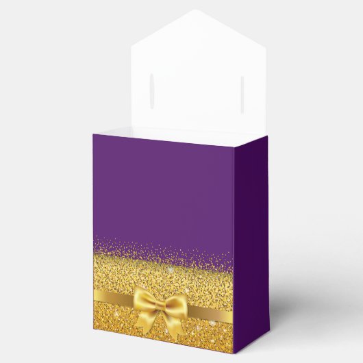 赤ちゃんシャワーパープル金ゴールドガールモノグラム名 フェイバーボックス (オープン)