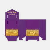 赤ちゃんシャワーパープル金ゴールドガールモノグラム名 フェイバーボックス (折り畳みなし)