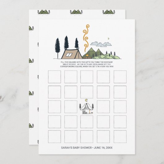 赤ちゃんシャワービンゴカード |アドベンチャー開始 招待状 (正面/裏面)