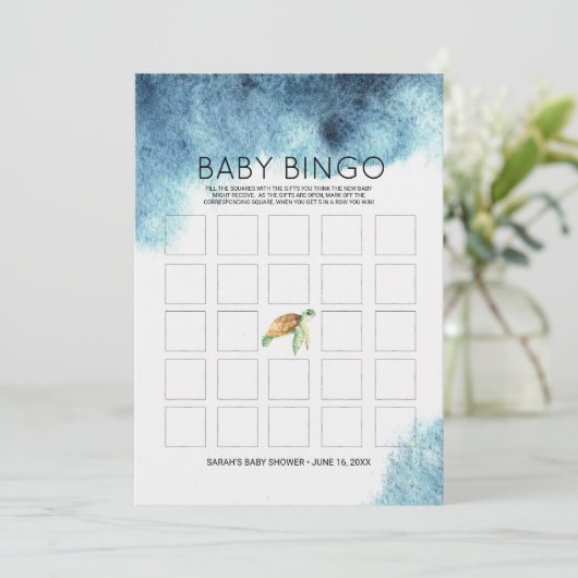 赤ちゃんシャワービンゴカード |ウミガメ 招待状 (スタンド正面)