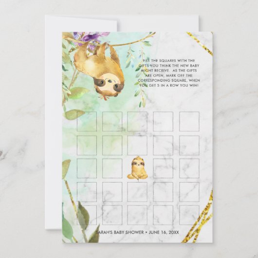 赤ちゃんシャワービンゴカード |トロピカルスロース 招待状 (正面)