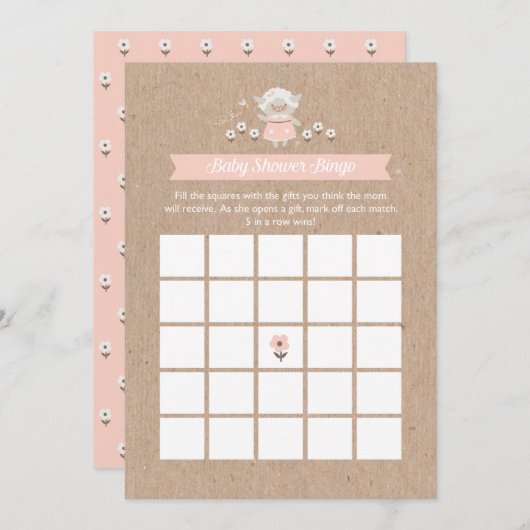 赤ちゃんシャワービンゴガールラムゲームカード 招待状 (正面/裏面)