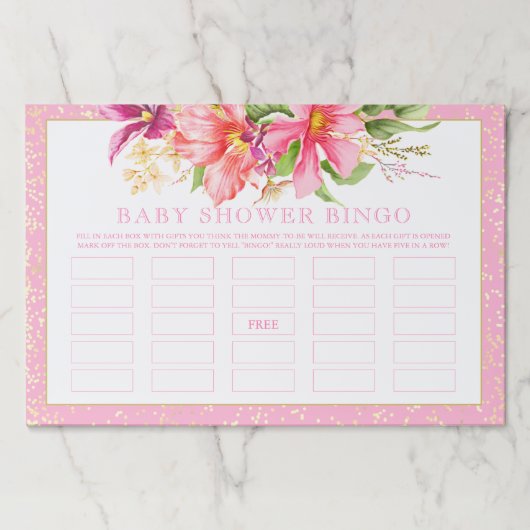 赤ちゃんシャワービンゴゲームシックな花ブーケピンク ペーパーパッド (正面)