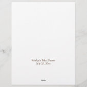 赤ちゃんシャワービンゴゲームブラウンパーソナライズされたテンプレート レターヘッド (裏面)