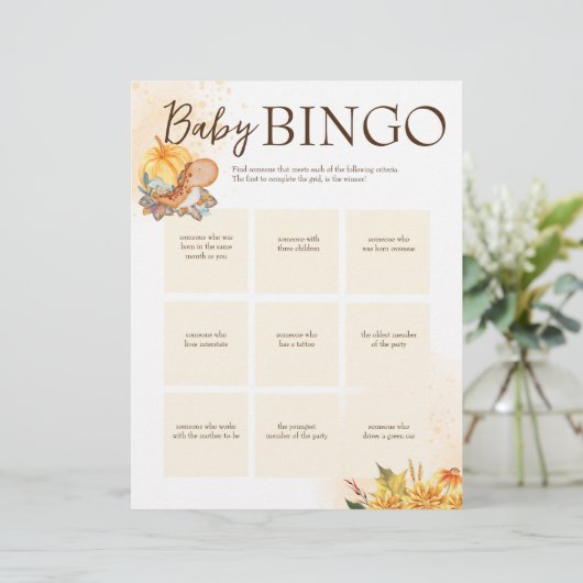 赤ちゃんシャワービンゴゲームブラウンパーソナライズされたテンプレート レターヘッド (スタンド正面)