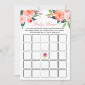 赤ちゃんシャワービンゴゲームミントグリーンストライプフローラ 招待状 (正面)