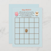 赤ちゃんシャワービンゴゲーム – 農場動物テーマ インビテーションポストカード (正面/裏面)