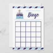 赤ちゃんシャワービンゴブルーの旅行をテーマにしたゲーム 招待状 (正面)