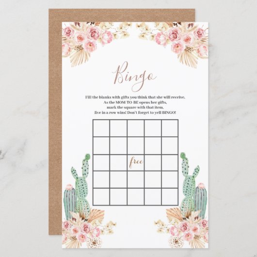 赤ちゃんシャワービンゴボホサボサボピンクの花 (正面/裏面)