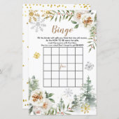 赤ちゃんシャワービンゴ冬の白いフローラ松の木 (正面/裏面)