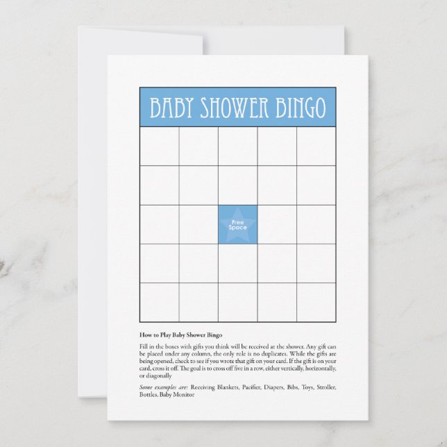 赤ちゃんシャワービンゴ – 青 (正面)