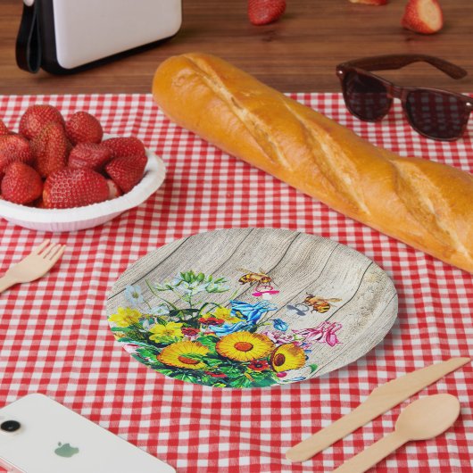 赤ちゃんシャワービーツツイン素朴フローラおしゃけ ペーパープレート (ピクニック)