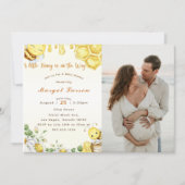 赤ちゃんシャワービー少し蜂蜜が写真の途中にある 招待状 (正面)
