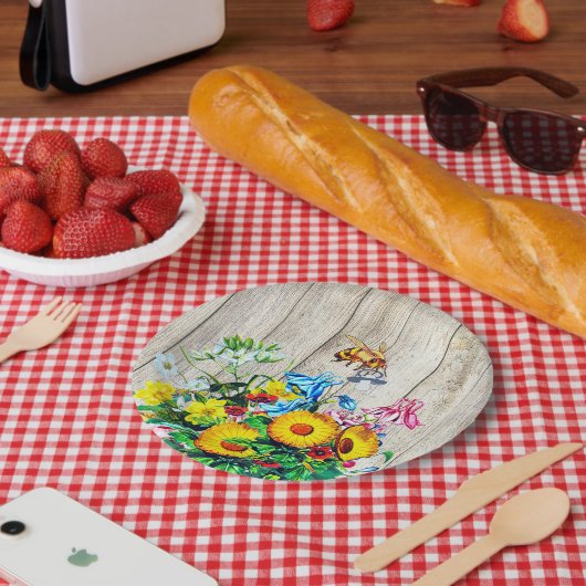 赤ちゃんシャワービー素朴フローラおしゃれ ペーパープレート (ピクニック)