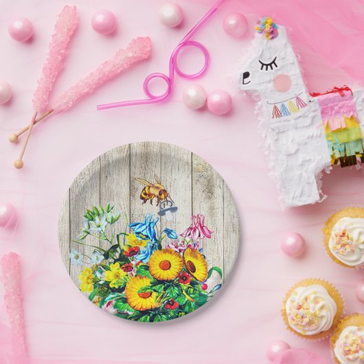 赤ちゃんシャワービー素朴フローラおしゃれ ペーパープレート (パーティー)