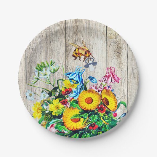 赤ちゃんシャワービー素朴フローラおしゃれ ペーパープレート (正面)