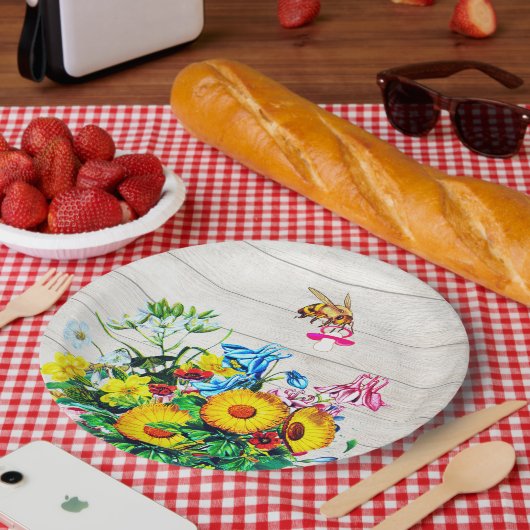 赤ちゃんシャワービー素朴フローラおしゃれ ペーパープレート (ピクニック)