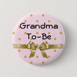 赤ちゃんシャワーピンクと金ゴールドボタン 缶バッジ