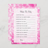 赤ちゃんシャワーピンクのグリッター アドバイスカード (正面/裏面)