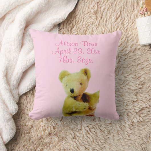 赤ちゃんシャワーピンクのテディベアバルーン クッション (ブランケット)