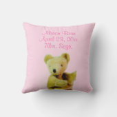 赤ちゃんシャワーピンクのテディベアバルーン クッション (裏面)