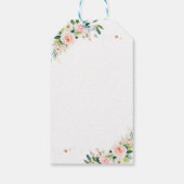 赤ちゃんシャワーピンクのバラでゾウをドライブ ギフトタグ (裏面)