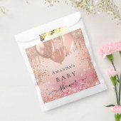 赤ちゃんシャワーピンクのバラ金ゴールドバルーン フェイバーバッグ (封をした状態)