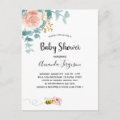 赤ちゃんシャワーピンクのフローラ緑のママbee ポストカード (正面)