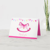 赤ちゃんシャワーピンクのロッキングホース水のカラーアート カード (正面)